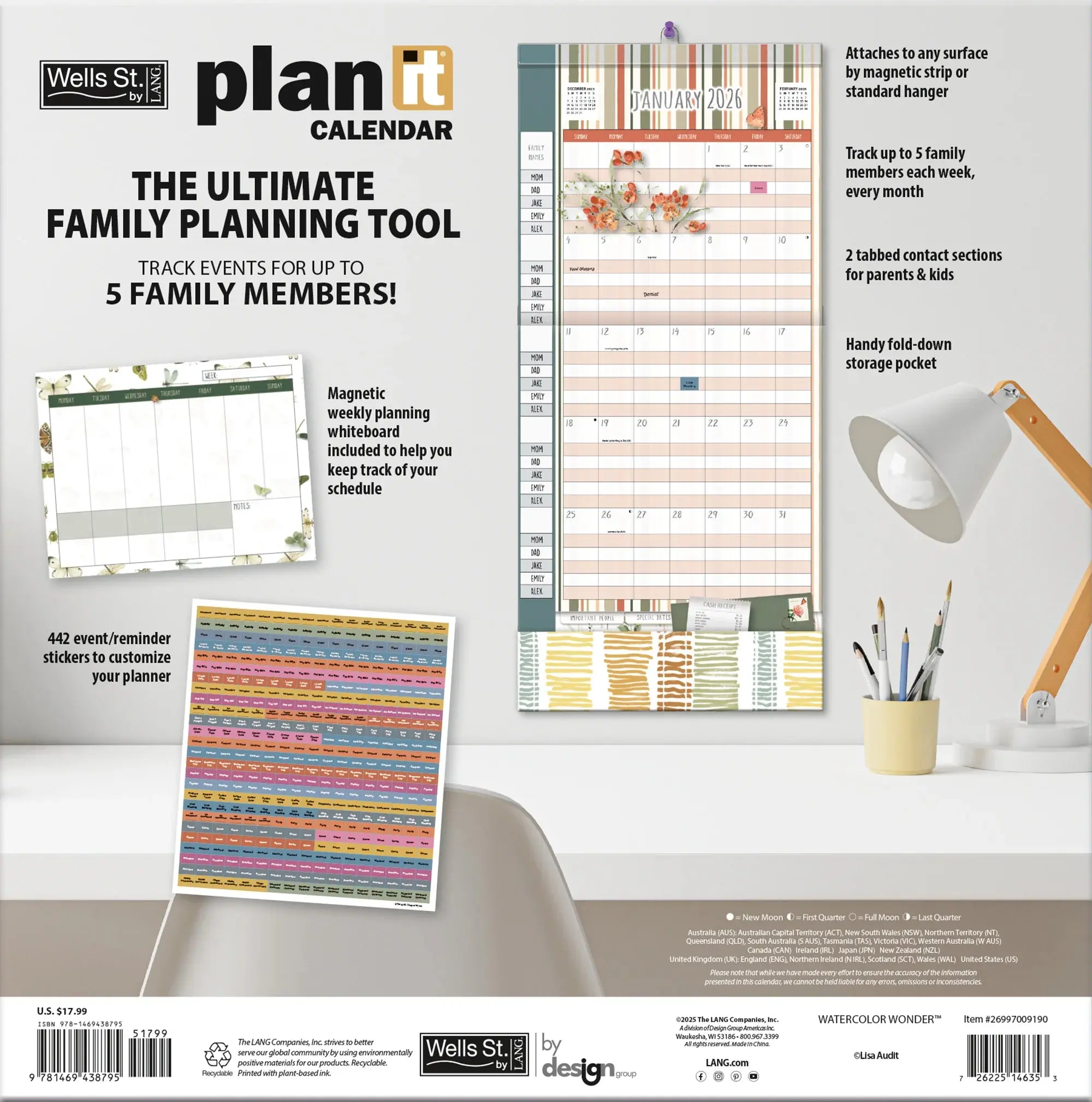 Watercolor Plan-It Wall Kalender (August 2025 - December 2026) - Image 4